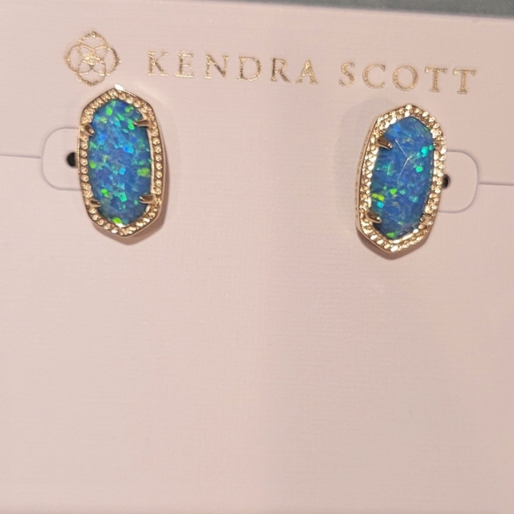 NWT RARE KENDRA SCOTT TURQUOISE OPAL STUD EARRINGS - Picture 5 of 9